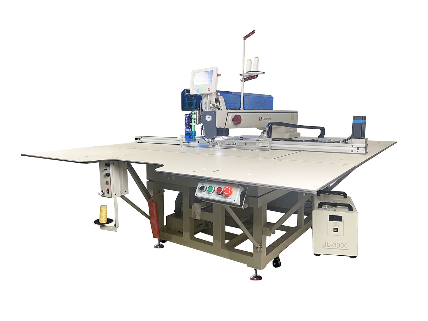 Швейный автомат программируемой строчки для средних и тяжелых материалов с вращающимся игловодителем на 360° и лазерным раскройным устройством Autosew ASM-S6-13090-LR