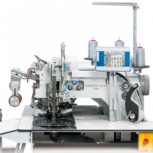 Automatic sewing machine for making a pocket in a frame with automatic feeding of piping, valves and burlap DURKOPP ADLER 755-10 S