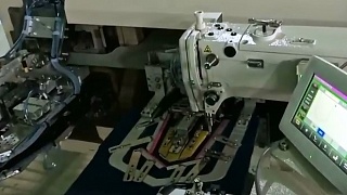 Sewing machine for hemming and stitching jeans pocket based on Brother BAS