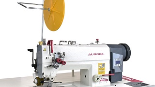Двухигольная швейная машина для притачивания ленты СВО с двухсторонним кантом AURORA A-872-BHK-P-D (прямой привод)