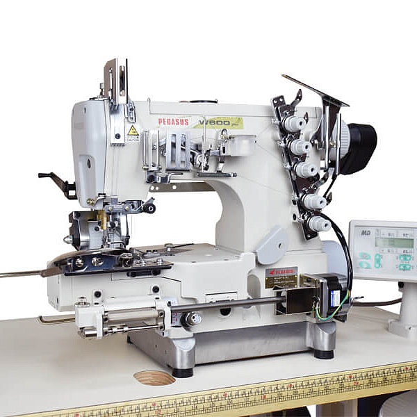 Solution for attaching elastic band to the edge of fabric based on Pegasus W664-81ACx356/RP113A/MD520 cover stitch machine