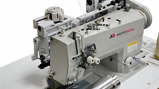 Solution for sewing on a belt based on a two-needle sewing machine with a puller Autosew A-872-SFW
